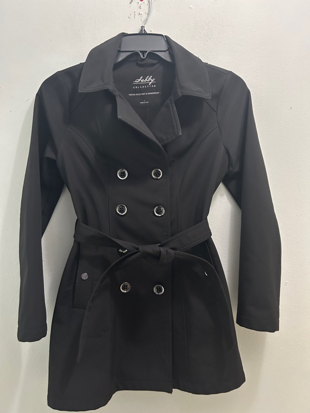 Women's Black Double-Breasted water resistant and waterproof jacket